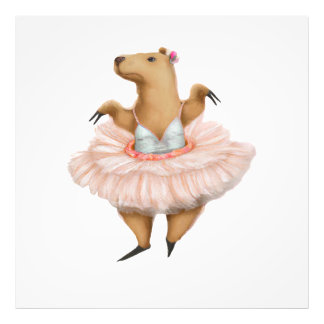 Ballerina Capybara, rosa Tutu-Rock Fotodruck