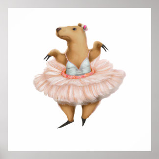 Ballerina Capybara, rosa Tutu-Rock Poster