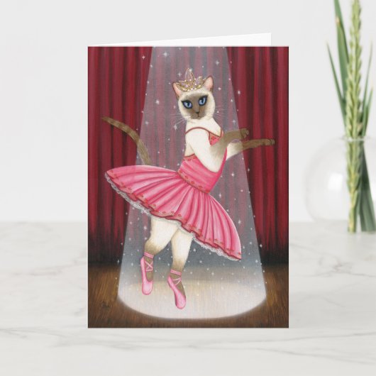 Ballerina Cat Chocolate Point Siam Grußwagen Karte (Vorderseite)