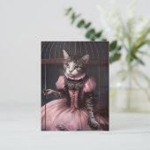 Ballerina Cat im Vogelkäfig Postkarte (Stehend Vorderseite)