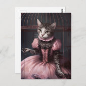 Ballerina Cat im Vogelkäfig Postkarte (Vorne/Hinten)