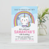 Ballerina Caticorn Cat Unicorn Party Einladung (Stehend Vorderseite)