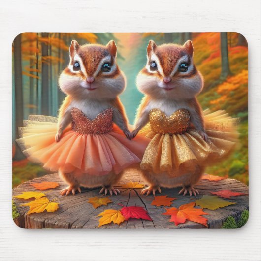 Ballerina Chipmunks auf einem Stumpf Mousepad (Vorne)