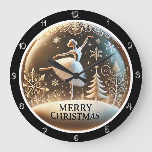 Ballerina Christmas Große Wanduhr (Vorderseite)