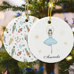 Ballerina Christmas Keramik Ornament<br><div class="desc">Wasserfarbe Nutcracker Weihnachts Ballerina Ornament. Matching-Elemente verfügbar.</div>