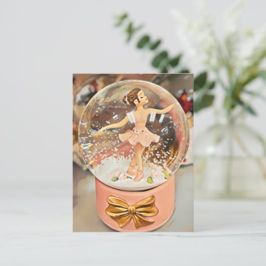 Ballerina Christmas Snow Globe Postcard Postkarte (Stehend Vorderseite)