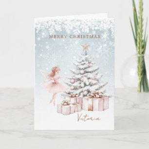 Ballerina Christmas Tree Snowflakes Karte