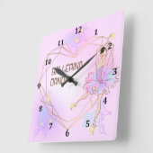 Ballerina Clock for Young Girls Room Quadratische Wanduhr (Winkel)