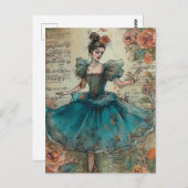 Ballerina Collage Postkarte (Vorne/Hinten)