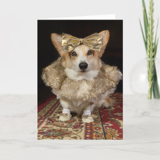 Ballerina Corgi Blank Grußkarte Feiertagskarte