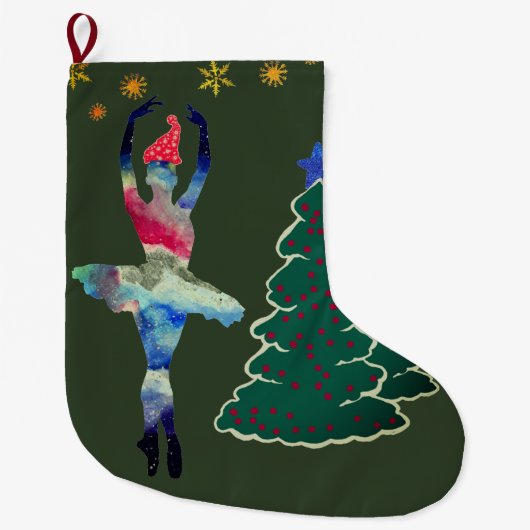 Ballerina Custom Christmas Strumpf Großer Weihnachtsstrumpf (Vorderseite)