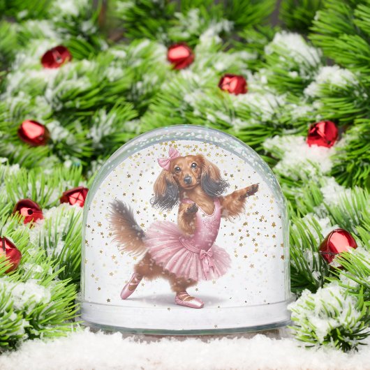 BALLERINA DACKEL SNOW GLOBE SCHNEEKUGELN (Weihnachten)