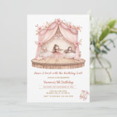 Ballerina Dance and Twirl 5th Birthday Girl  Einladung (Stehend Vorderseite)