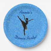 Ballerina Dance Blue Sparkle Pappteller (Vorderseite)