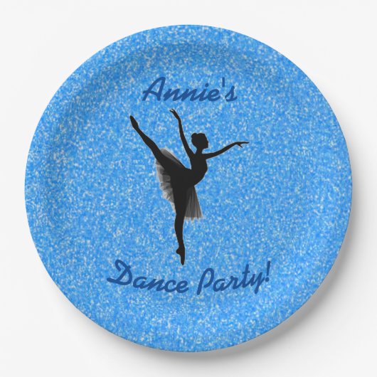 Ballerina Dance Blue Sparkle Pappteller (Vorderseite)