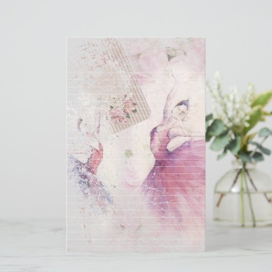 Ballerina Dance Duo Blumenflechte Briefpapier (Stehend Vorderseite)