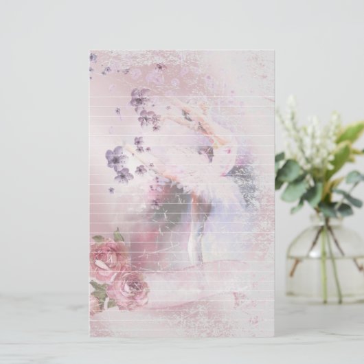Ballerina Dance Florals Lined Briefpapier (Stehend Vorderseite)