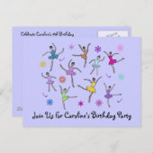 Ballerina Dance Geburtstagseinladung Postkarten (Vorne/Hinten)