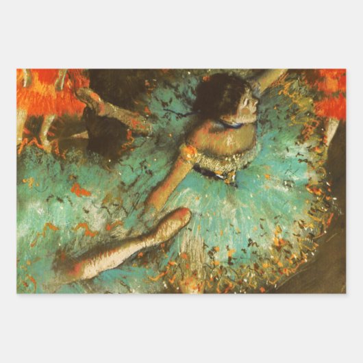Ballerina Dance Green Dancer Edger Degas Painting Geschenkpapier Set (Vorderseite 3)