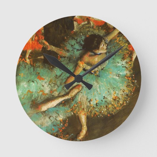 Ballerina Dance Green Dancer Edger Degas Painting Runde Wanduhr (Vorderseite)