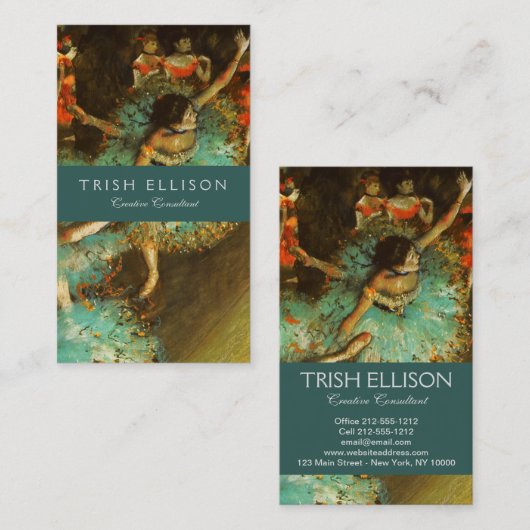 Ballerina Dance Green Dancer Edger Degas Painting Visitenkarte (Vorne/Hinten)