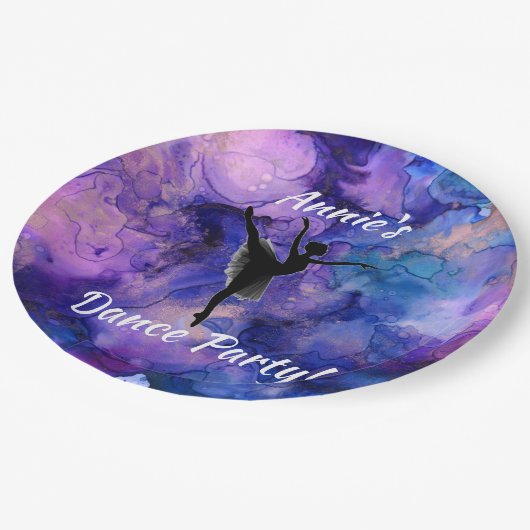Ballerina Dance Party Aquarellpapier Teller (Schrägansicht)