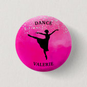 Ballerina Dance Pink Ombre Sparkle Button (Vorderseite)