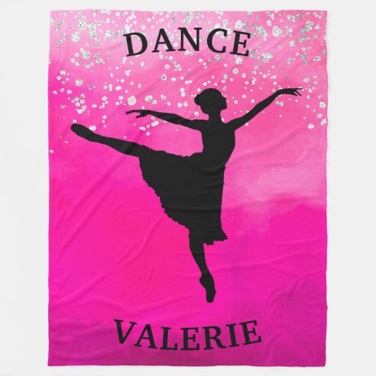 Ballerina Dance Pink Ombre Sparkle Fleecedecke (Vorderseite)