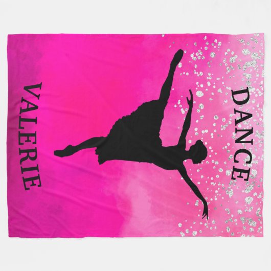 Ballerina Dance Pink Ombre Sparkle Fleecedecke (Vorderseite (Horizontal))