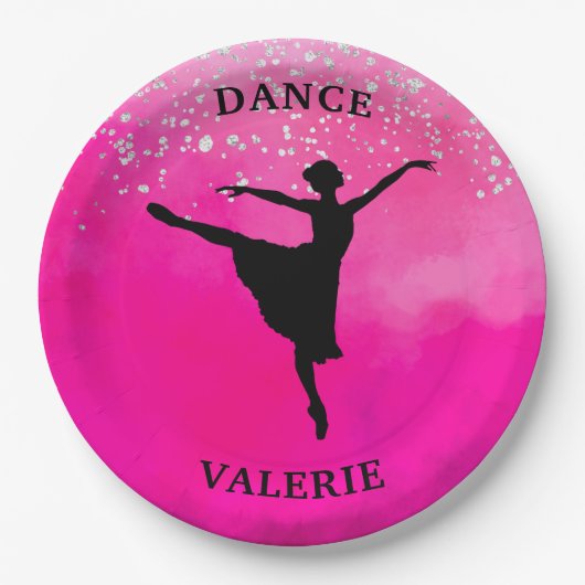 Ballerina Dance Pink Ombre Sparkle Pappteller (Vorderseite)