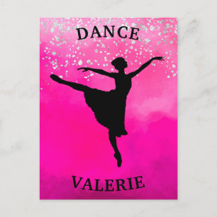 Ballerina Dance Pink Ombre Sparkle Postkarte
