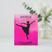 Ballerina Dance Pink Ombre Sparkle Postkarte (Stehend Vorderseite)