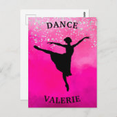 Ballerina Dance Pink Ombre Sparkle Postkarte (Vorne/Hinten)