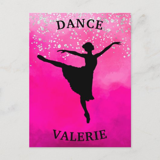 Ballerina Dance Pink Ombre Sparkle Postkarte (Vorderseite)