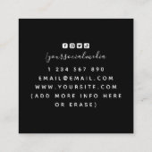 Ballerina Dance School Black Quadratische Visitenkarte (Rückseite)