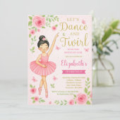 Ballerina Dance und Twirl Birthday Einladung (Stehend Vorderseite)