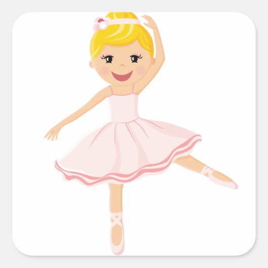 Ballerina Dancer blond Quadratischer Aufkleber (Vorderseite)