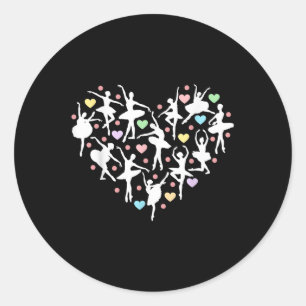 Ballerina Dancer Herz Valentinstag Teacher Danc Runder Aufkleber