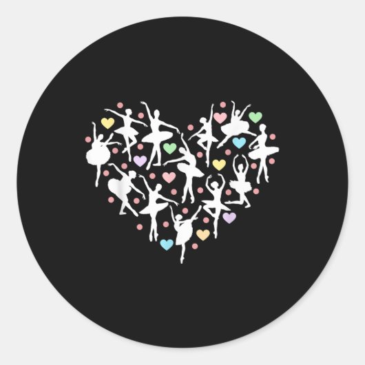 Ballerina Dancer Herz Valentinstag Teacher Danc Runder Aufkleber (Vorderseite)