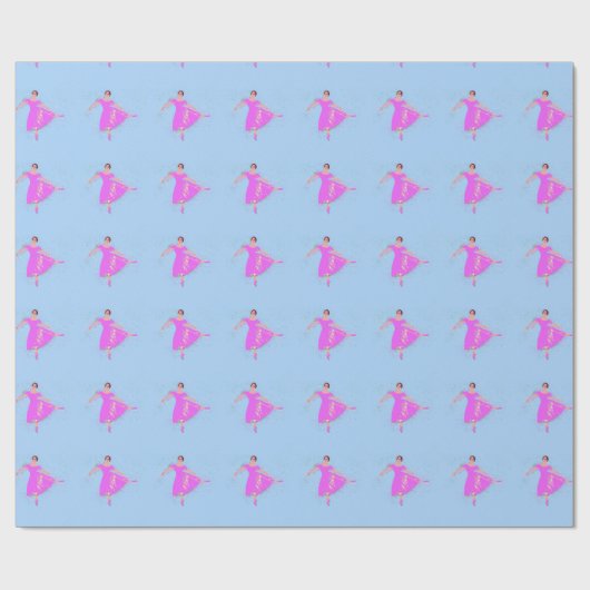 Ballerina Dancer in Magenta Rosa Kleid Geschenkpapier (Flach)