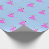 Ballerina Dancer in Magenta Rosa Kleid Geschenkpapier (Ecke)