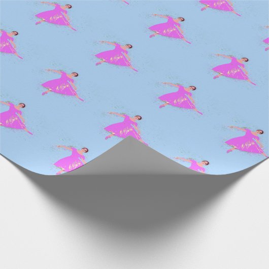 Ballerina Dancer in Magenta Rosa Kleid Geschenkpapier (Ecke)
