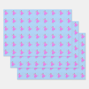 Ballerina Dancer in Magenta Rosa Kleid Geschenkpapier Set