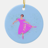 Ballerina Dancer Magenta Rosa Kleid Keramik Ornament (Vorne)