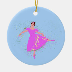 Ballerina Dancer Magenta Rosa Kleid Keramik Ornament