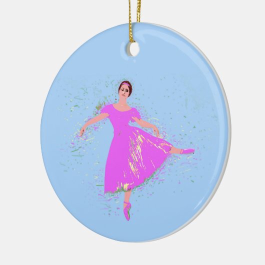 Ballerina Dancer Magenta Rosa Kleid Keramik Ornament (Links)