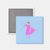 Ballerina Dancer Magenta Rosa Kleid Magnet (Vorderseite/Rückseite)