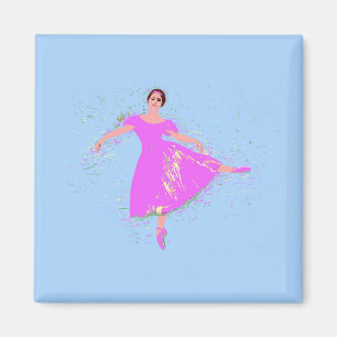 Ballerina Dancer Magenta Rosa Kleid Magnet