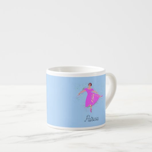 Ballerina Dancer Magenta Rosa Kleid Personalisiert Espressotasse (Vorderseite Rechts)
