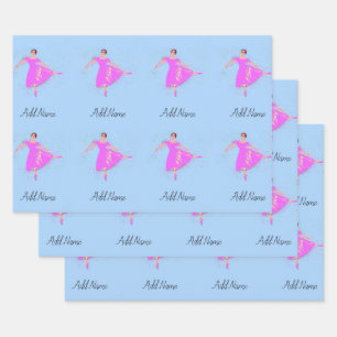 Ballerina Dancer Magenta Rosa Kleid Personalisiert Geschenkpapier Set